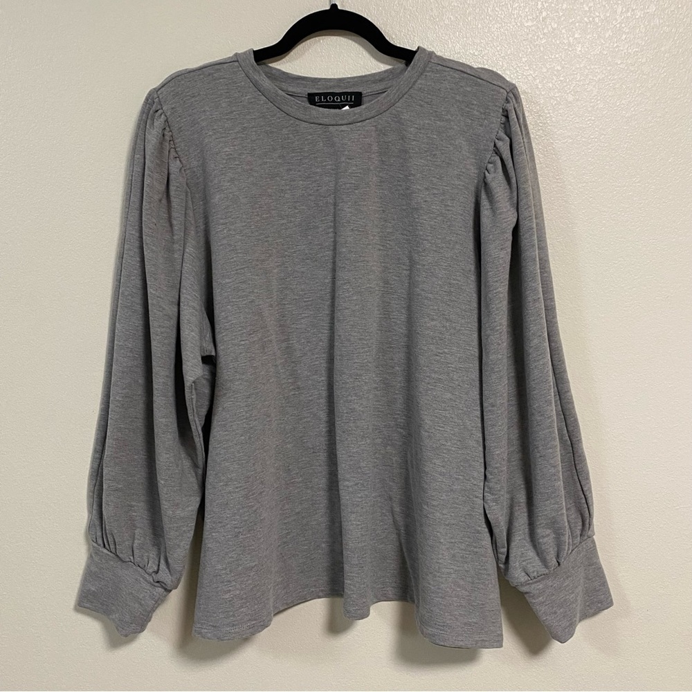 Eloquii Balloon Sleeve Crew neck Sweater Gray Size 22/24